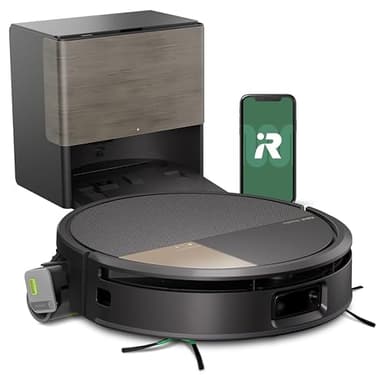 iRobot Roomba MAX 705 Combo con Base AutoWash multifunción y Agua Caliente, Rodillo de fregado PowerSpin Extensible, Cubierta Protectora, cepillos Dobles, fregado y Secado con Calor, LiDAR 3D con IA