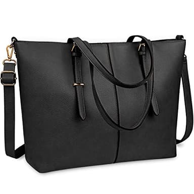 NUBILY Bolso Mujer Bolsos Bandolera para Ordenador Portátil 15.6 Pulgadas Impermeable Bolsos de Mujer Cuero PU Universidad Shopper Bolsa Tote