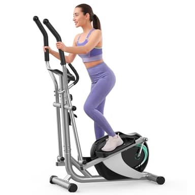 Dripex Bicicleta Eliptica, Ultra Silenciosa Elíptica para Casa, Bicicleta Elíptica con Resistencia Ajustable de 8 Niveles, Elipticas Fitness Casa de Monitor LCD, Ensor de Pulso (Verde)