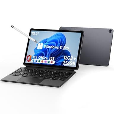 Upbud 2-en-1 Tablet/Portátil 10,1" | 12 GB RAM, 256 GB SSD, Window 11 Pro，Pantalla HD táctil，Inte M3-8100Y (hasta 3.40 GHz) | WiFi 5, BT 5, HDMI, Doble Cámara, Teclado y lápiz Capacitivo