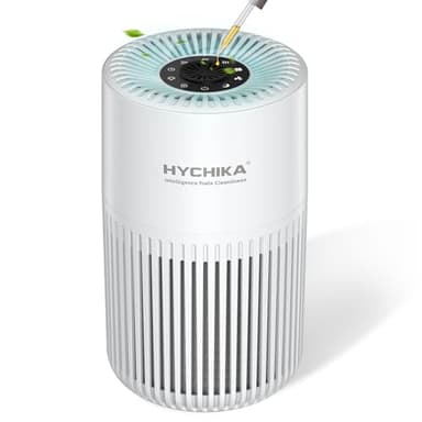 HYCHIKA Purificador de Aire con Filtro HEPA H13, Air Purifier con Aromaterapia, 20dB Modo Sueño, Elimina 99,97% de Polvo, Polen, Humo y Olores, 3 Luces Nocturnas, Temporizador, para Hogar y Dormitorio