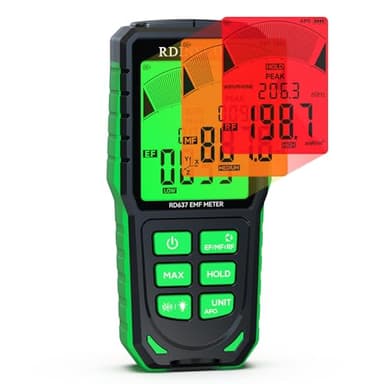RDINSCOS Medidor EMF, EF/MF/RF Detector de Ondas Electromagnéticas, Recargable Detector de Campos Electromagnéticos,Medidor de Ondas Electromagnéticas para Hogar,Officio