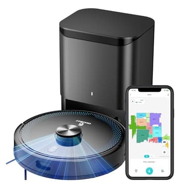 OKAYBOT V2 Robot Aspirador y Fregasuelos con Vaciado Automático de 3,5L, 4000 Pa, Navegación LiDAR, Mapeo 3D, App Control, Aspiradora Robot Ideal para Pelos de Mascotas, Alfombras y Suelos Duros