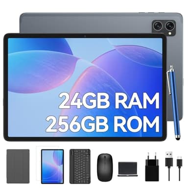 TABWEE T20 Tablet con Teclado - 24GB RAM+ 256GB ROM(2TB TF), Octa-Core, 5000 mAh, 8MP+5MP, 5G WiFi, GPS, Face ID, Port Jack 3.5mm, Tablet 10 Pulgadas