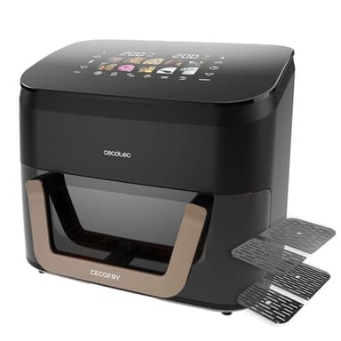 Cecotec Freidora de Aire 11L con Triple Grill y Ahumador Cecofry&Grill Smokin' 11000 Plus. 2900W, Grill en Parte Superior e Inferior, Dorado Perfecto, Sabor Parrilla en carnes, Pared Divisoria Móvil