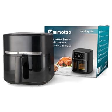M mimotec – Air Fryer Roa Touch 5,7L Freidora de Aire sin Aceite, 1700W, 8 Menús Digitales, Pantalla Táctil, Temporizador 60min regulable, Temperatura 80-200°C, Cocina Fácil y Saludable