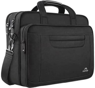 MATEIN Bolso para Computadora Portátil de 17 Pulgadas, Bolso de Hombro, Maletín de Negocios Grande Multifuncional, Aplicar para Hombres/Escuela/Viaje/Ordenador Portátil, Negro
