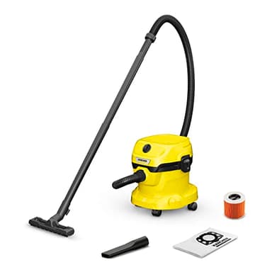 Karcher, Aspirador en seco y húmedo WD 2 Plus V-12/4/18/C, Potencia 1000 W, Incluye Filtros y Boquilla para Suelo y Ranuras, Yellow/Black, Depósito de plástico 12 l, Manguera aspiración 1,8 m