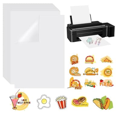 30 Hojas Papel Adhesivo de Vinilo Blanco Imprimible A4, Impermeable para Impresoras de Tinta y Láser, 297x210mm