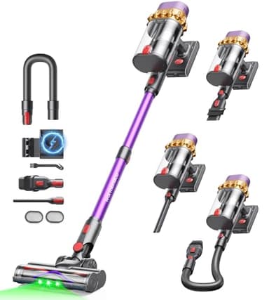 Ivormentico V10 EVO Aspiradora sin Cable, 55Kpa/600W/70Mins Aspiradoras Escoba con Modo Automático, Depósito Doble de 1.8L, Cepillo Antienredos, Ideal para Pelo de Mascotas/Alfombras/Suelos Duros