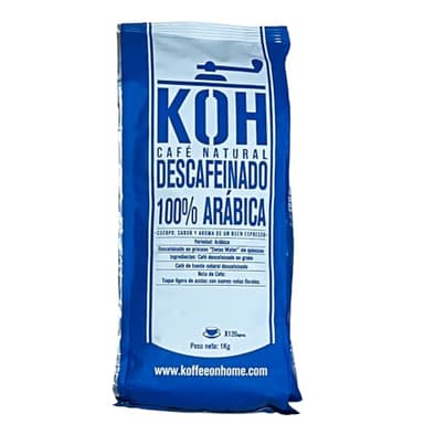 KoffeeONHOME Café en Grano Descafeinado al Agua – 100% Arábica – Tueste Natural – 1 kg