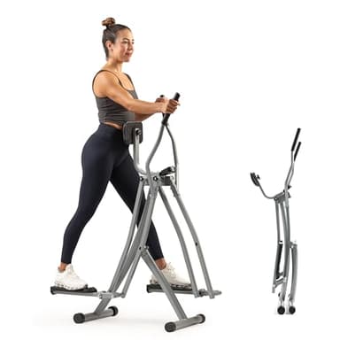 Sunny Health & Fitness Elipticas Fitness casa, Bicicleta elíptica Air Walk de bajo Impacto, Monitor LCD, compacta y Plegable - SF-E902