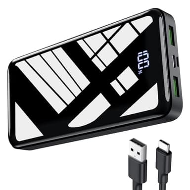 Power Bank 27000mAh, 22,5W PD20W Batería Externa Carga Rápida Powerbank Portátil con Pantalla LED para Teléfonos