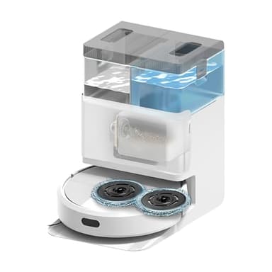 iRobot Roomba Plus 405 Combo con Base AutoWash multifunción y autolimpiable, Lavado y Secado mopas DualClean elevables, Clearview LiDAR,75 días de autovaciado, Doble fregado con SmartScrub, App_B