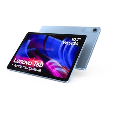 Lenovo Tab – Tablet 10.1" WUXGA (MediaTek Helio G85, 4 GB RAM, 128 GB, 60 Hz, 2 Altavoces, Wi-Fi 5, Bluetooth 5.3, Android 14) Color Azul Polar – Incluye Case Transparente con Soporte Incorporado