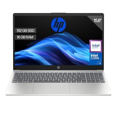 HP 15-fd0404ns - Ordenador portátil de 15.6" FHD (Intel Core 5 120U, 16GB RAM, 512GB SSD, Intel Graphics, FreeDos) Silver - Teclado QWERTY Español