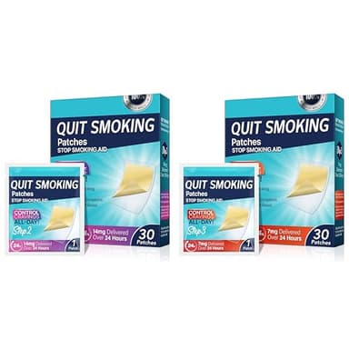 BAYON Parches para Dejar de Fumar Pack 2 Pasos (14 mg + 7 mg) – Tratamiento Antitabaco con Reducción Gradual de Nicotina – Controla Ansiedad y Dependencia – 60 Parches 24h