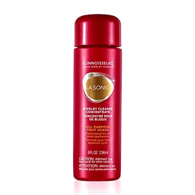 CONNOISSEURS Limpiador Ultrasonidos | Concentrado para Limpieza con Ultrasonidos de Joyas | Líquido de Limpieza para Máquinas Ultrasónicas | Limpia Oro, Plata, Diamantes y Piedras Preciosas - 8 Onzas