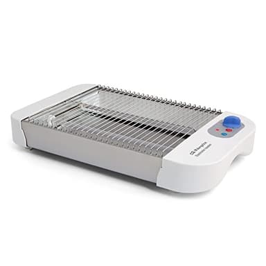 Orbegozo TO 1010, Sartén tostadora, horizontal, 600 W, 2 barras de cuarzo, 6 niveles de tostado, temporizador, rejilla acero inoxidable, pulsadores encendido parada, bandeja recogemigas, color blanco