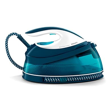 Philips PerfectCare Plancha Generadora de Vapor Compacta - Tecnología OptimalTEMP, 6.5 Bares, Golpe de Vapor 400 g, 120 g/min, Autoapagado, Tamaño Compacto, Suela Special, Color Azul (GC7844/20)