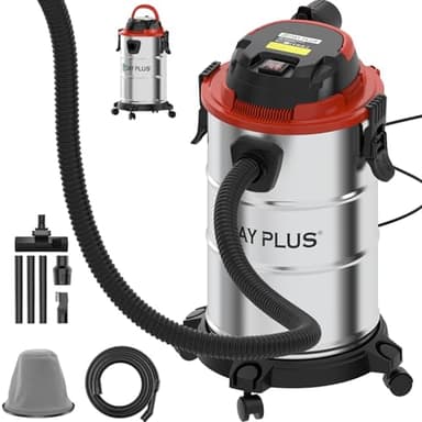 Lucn Aspiradora industrial 3000 W, 3 en 1, 20 L, 19 kpa, aspiradora en seco y húmedo, de acero inoxidable