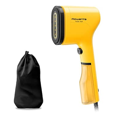 Rowenta Pure Pop - Cepillo de vapor de 1300 W con salida de vapor de hasta 20 gr/min que plancha y purifica, elimina pelusas y pelo, cabezales reversibles, diseño para viaje, color amarillo, DR2026