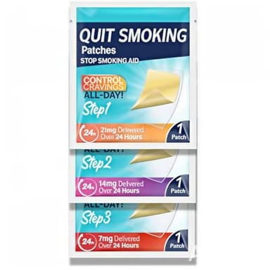 BAYON Parches para Dejar de Fumar Pack 3 Pasos (21 mg + 14 mg + 7 mg) – Tratamiento Antitabaco Completo con Reducción Gradual de Nicotina – Controla Ansiedad y Dependencia – 90 Parches Naturales 24h