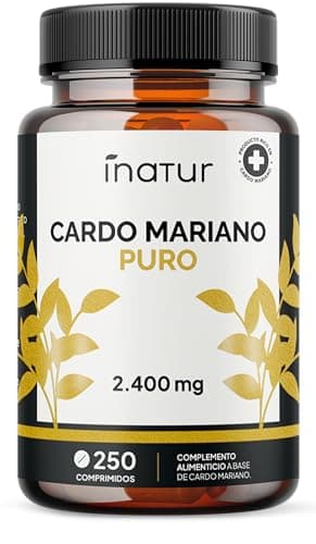 Cardo Mariano 2.400mg - 250 Comprimidos | 80% Silimarina de Extracto 40:1 | Detox Hepático Natural | +8 Meses de Suministro | Apto para Veganos | Sin OGM y Sin Gluten