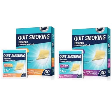 BAYON Parches para Dejar de Fumar Pack Paso 1 y 2 (21 mg + 14 mg) – Tratamiento Antitabaco con Reducción Gradual de Nicotina – Controla Ansiedad y Dependencia – 60 Parches 24h