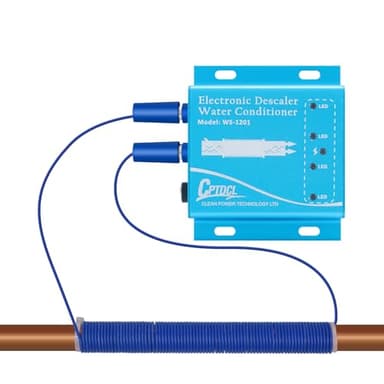Sistema de descalcificador electrónico de agua, descalcificador sin sal, acondicionador de agua dura para reducir la acumulación de incrustaciones, para todo tipo de mangueras hidráulicas (azul)