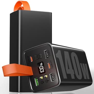 140W Power Bank Portátil para Laptops de 70000mAh - Batería Externa con PD3.1, QC4.0, Carga Rápida USB-C, Pantalla LED, 5 Salidas y 2 Entradas para Smartphones y Tabletas