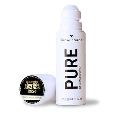 PURE Desodorante Hombre Sin Aluminio I Fragancia Adictivo I XXL 90ml Desodorante Natural Sin Quimicos en Roll-on 100% Natural y 71% BIO con 100/100 en Yuka