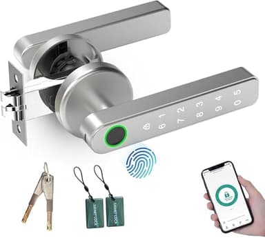 TEKXDD Cerradura Inteligente - 6 en 1 Cerradura Electronica,Tuya App, IC Card, NFC, Huellas Dactilares, Contraseña Digital, Llave Mecánica,Biometric Smart Door Lock for Bedroom/Hotel/Apartment/Office