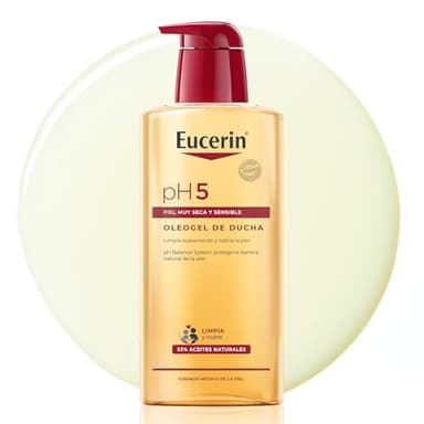 Eucerin pH5 Oleogel de ducha (400 ml), aceite limpiador corporal con aceites naturales para una limpieza diaria suave y nutritiva, aceite para ducha para toda la familia, piel seca y sensible