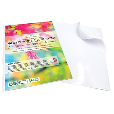 Evergreen Goods Ltd 50 Hojas A4 Papel Fotografico Blanco Brillante - Papel Imprimible Adhesivo Para Impresoras De Inyección De Tinta Y Láser - Ideal Para Etiquetado De Productos Y áLbumes De Recortes
