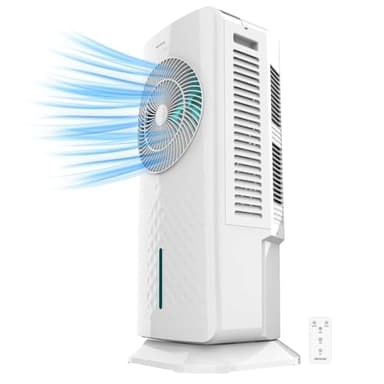 Cecotec Climatizador Evaporativo EnergySilence 3500 Cool Compact Smart, 65 W, Depósito 3,5 L, Táctil, Mando a distancia, 3 Velocidades, 2 modos, Oscilación 70º, Temporizador 12h, Incluye 2 enfriadores