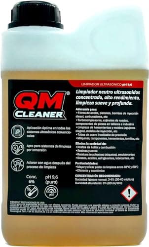 QM Cleaner - Limpiador neutro ultrasonidos concentrado, alto rendimiento, limpieza suave y profunda sin marcar piezas para máquina de Ultrasonidos - Garrafa 2 litros