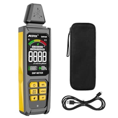 Medidor EMF MESTEK Radiómetro EMF Meter Radiofrecuencia/EF/MF 5-en-1, Detector de Radiación Electromagnética de Señal de la Estación Base, Radiofrecuencia up to 8GHz, Recargable, Para Home Oficina