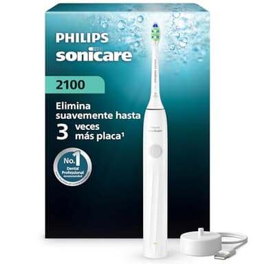 Cepillo eléctrico Philips Sonicare Serie 2000 - Cepillo dental sónico con 2 niveles de intensidad, función EasyStart, SmarTimer, autonomía de 14 días, blanco, modelo HX4021/01, [Nuevo]