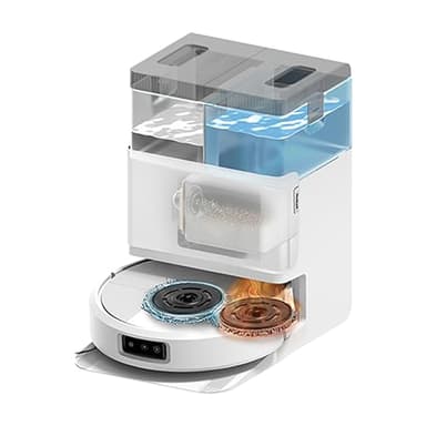 iRobot Roomba Plus 505 Combo con Base AutoWash multifunción y autolimpiable, mopas DualClean con PerfectEdge, PrecisionVision IA, Clearview Pro LiDAR, Secado Aire Caliente mopas, 75 días autovaciado_B