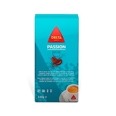 Delta Cafés Passion Descafeinado - Café Molido - Notas de Caramelo - 220 G