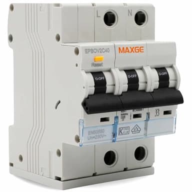 TECHZOCO Protección combinada IGA + sobretensión permanente, Protector monofásico, Protección contra sobretensiones, Norma EN50550, Curva C, Rango de actuación 170V a 280V, 6kA, 2 Polos, 25A