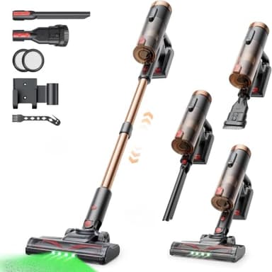 Proscenic P11 Ultra+ Aspiradora sin Cable 50KPa/500W/50Min, Ligera y Autónoma, Aspiradora Escoba Vertical Potente con Luz Verde, Cepillo Antienredos y Pantalla LED, Alfombras/Suelos/Pelo de Mascotas