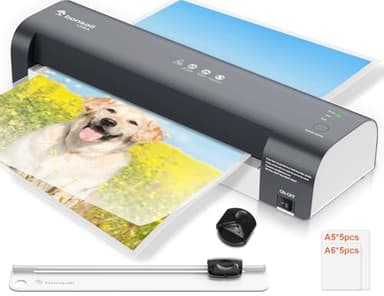 Bonsaii A3 Plastificadora, 5 en 1 con 10 Hojas de Papel Para Laminar A5 A6, Plastificadora con Cortador y Redondeador de Esquinas, Protección Contra Atascos (L318-A)