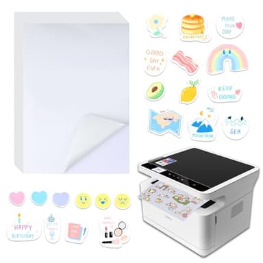 Paquete de 20 Hojas de Papel Adhesivo A4 Blanco para Imprimir - Pegatina para Impresoras de Inyección de Tinta y Láser, Papel Fotográfico Adhesivo