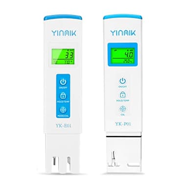 YINMIK 4 en 1 Medidor de pH EC, Combo de Medidor Digital de PH EC TDS y Temperatura, pH EC probador de Calidad del Agua, Pluma de PPM Profesional para SPA, Agua Potable, Acuario, hidroponía, Vino