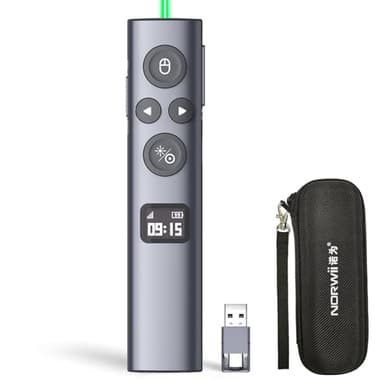 Norwii N95s BLE Presentation Clicker with Digital Pointer for PowerPoint Presentation on TV Screen and Projection Screen, Wireless Presenter Remote with Countdown Timer
