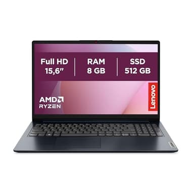 Lenovo IdeaPad 1 Gen 7 - Ordenador Portátil 15.6" FullHD (AMD Ryzen 7 5700U, 8GB RAM, 512GB SSD, AMD Radeon Graphics, Sin Sistema Operativo) Azul - Teclado QWERTY Español