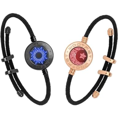 tartoow Pulseras de Vibración Táctil a Larga Distancia Regalos de Relación a Distancia para Novia Novio Pulseras de Amor para Parejas Bluetooth M001 B R01 G Y01