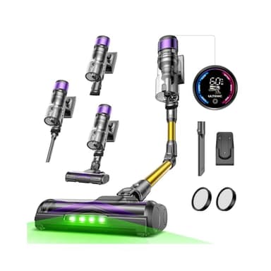 Ultenic U20 Aspiradora sin Cable 55Kpa/60Min, Cepillo Anti-Enredo Mejorado 2025, Aspirador Escoba con Brazo Flexible, Limpieza Ultraprofunda Bajo Muebles sin Agacharse